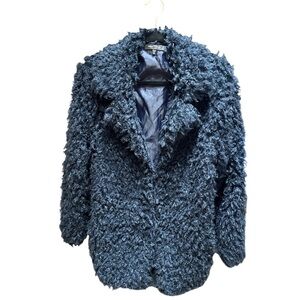 Romeo + Juliet Couture Glam Navy Faux Fur Curly Coat | Size  Large